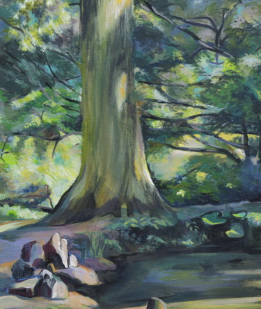 Puzzle one of shadows in the forest Painting titled "Puzzle one of shad…" by Emilia Amaro, Original Artwork, Oil