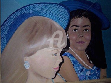 Painting titled "Dressed Up in Blue" by Drapala Gallery, Original Artwork, Oil