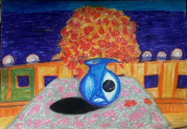 Pintura titulada "Flower vase" por Dhiraj Choudhary, Obra de arte original