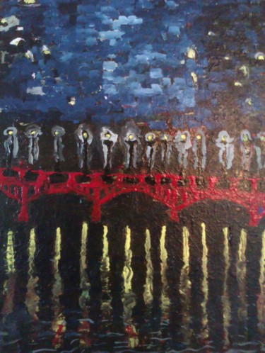 Pintura titulada "dancing-lights-acry…" por Dhiraj Choudhary, Obra de arte original, Acrílico