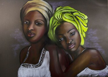 "Mia et Lilou" Pastel sec sur pastelcard Peinture intitulée ""Mia et Lilou" Past…" par Kpbc, Œuvre d'art originale