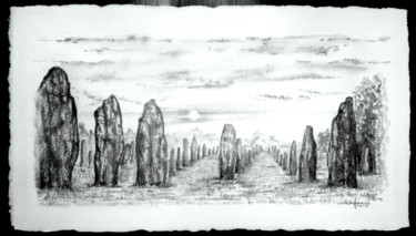 Dessin intitulée "Les alignements de…" par Christian Biard, Œuvre d'art originale, Graphite