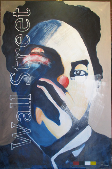 Peinture intitulée "clown-1m46-x-1m.jpg" par Michel Montagne, Œuvre d'art originale