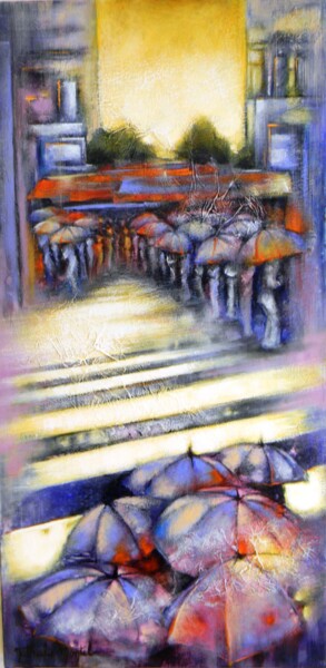 Painting titled "Jour de pluie" by Nathalie Montel, Original Artwork, Acrylic