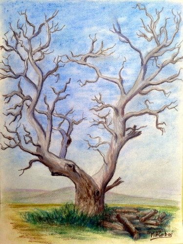 Dessin intitulée "Solitaire" par Marian Cobos, Œuvre d'art originale, Pastel