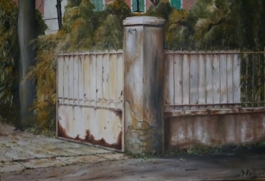 Schilderij getiteld "PORTAIL" door Mc Kenzie, Origineel Kunstwerk, Olie Gemonteerd op Frame voor houten brancard