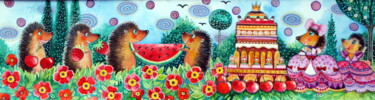 Peinture intitulée "princesse herisson" par Oxana Zaika, Œuvre d'art originale, Aquarelle