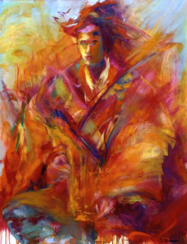 Peinture intitulée "Samourai 1" par Isabelle Verdenne, Œuvre d'art originale, Huile