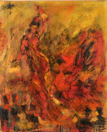 Peinture intitulée "El-ritmo-del-flamen…" par Isabelle Verdenne, Œuvre d'art originale, Huile