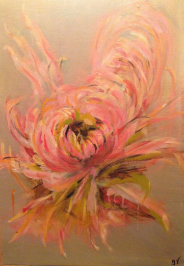 Peinture intitulée "Bouton d 'automne" par Isabelle Verdenne, Œuvre d'art originale