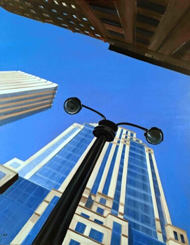 ""NYC perspective"…" başlıklı Tablo Marie France Garrigues tarafından, Orijinal sanat, Petrol Ahşap Sedye çerçevesi üzerine…