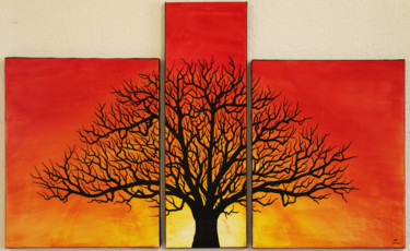 Malerei mit dem Titel "Silhouette d'arbre…" von Jonathan Pradillon, Original-Kunstwerk, Acryl