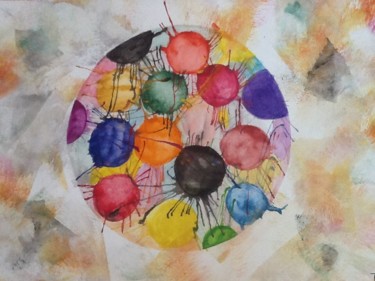 Peinture intitulée "la Terre" par Fanny Touchet, Œuvre d'art originale, Gouache