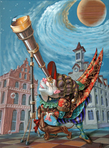 Peinture intitulée "Stargazer" par Victor Molev, Œuvre d'art originale, Huile Monté sur Châssis en bois