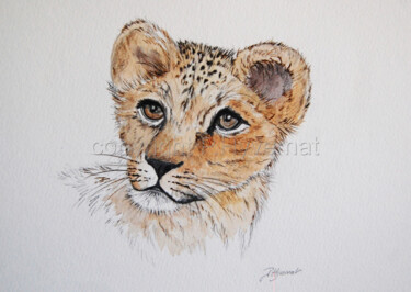 Drawing titled "lionceau - dessin c…" by Patricia Giroldini Hyvernat, Original Artwork, Pencil