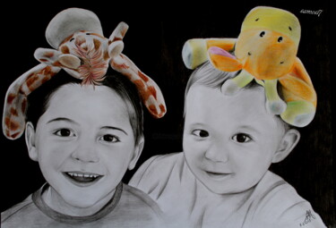 图画 标题为“portrait d'enfant s…” 由Samos17 Portraitiste, 原创艺术品, 粉彩