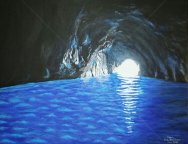 Peinture intitulée "La grotte bleue" par Tolidana, Œuvre d'art originale, Acrylique Monté sur Châssis en bois