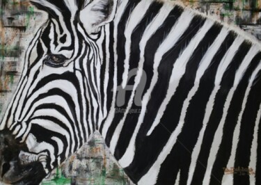 Painting titled "Zèbre" by Tolidana, Original Artwork, Acrylic