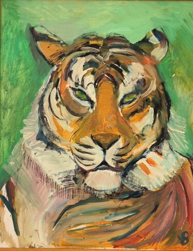 Peinture intitulée "Le Tigre éternel" par Valérie Blum (Valery), Œuvre d'art originale, Huile