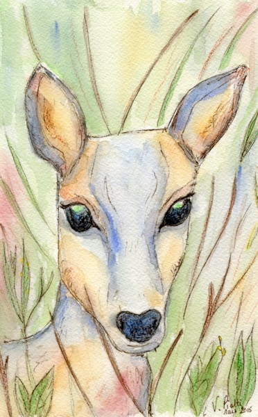 「Dans les herbes hau…」というタイトルの絵画 Virginie Piattiによって, オリジナルのアートワーク, 水彩画