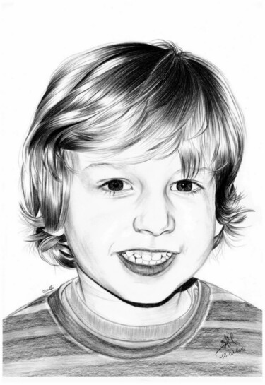 图画 标题为“portrait dessin enf…” 由Samos17 Portraitiste, 原创艺术品, 铅笔