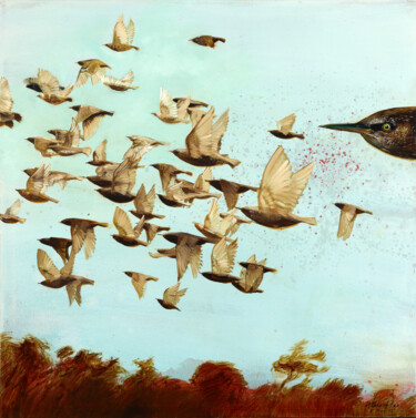 Painting titled "Murmuration" by Gaele Flao, Original Artwork, Oil