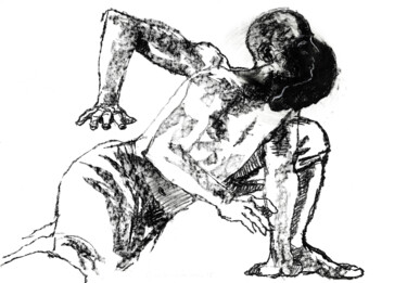 Dessin intitulée "Etude au fusain 3" par Gaele Flao, Œuvre d'art originale