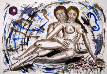 Peinture intitulée "" Couple "" par Jicé B., Œuvre d'art originale, Calligraphie chinoise