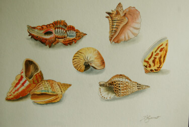 collection d'été - aquarelle signée Ζωγραφική με τίτλο "collection d'été -…" από Patricia Giroldini Hyvernat, Αυθεντικά έργα τέχνης, Ακουαρέλα