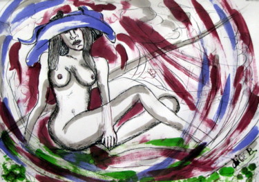 Peinture intitulée "" Le chapeau "" par Jicé B., Œuvre d'art originale, Calligraphie chinoise