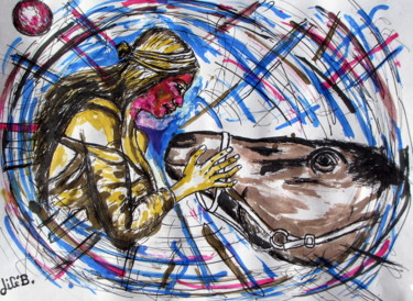 Peinture intitulée "" l'indienne "" par Jicé B., Œuvre d'art originale, Calligraphie chinoise