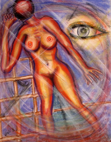 Peinture intitulée "" Le regard "" par Jicé B., Œuvre d'art originale, Pastel