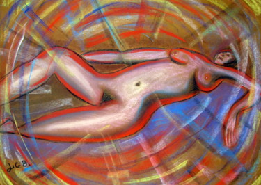 Peinture intitulée "" Nu allongé "" par Jicé B., Œuvre d'art originale, Pastel