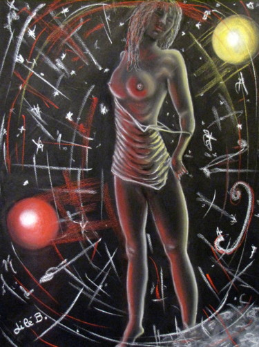 Peinture intitulée "" Nu en clair obscu…" par Jicé B., Œuvre d'art originale, Pastel