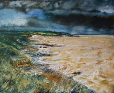 Painting titled "ocre mer" by Dany Wattier, Original Artwork, Acrylic