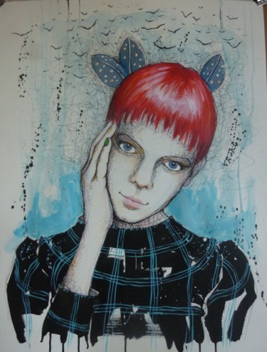 Peinture intitulée "tête" par Catherine Cornec, Œuvre d'art originale, Acrylique