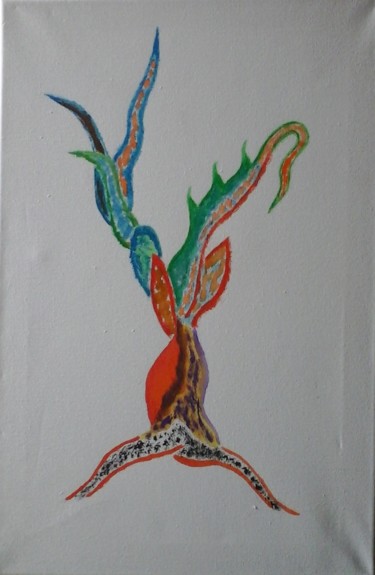 Peinture intitulée "flamboyant.jpg" par Merito Said, Œuvre d'art originale, Gouache