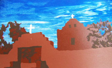 印花与版画 标题为“Mission Church at T…” 由Jo Moore, 原创艺术品, 丝网印刷