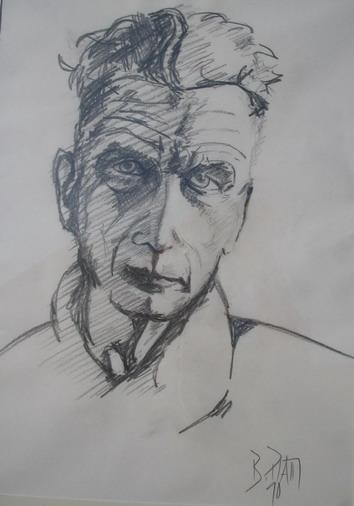 绘画 标题为“Samuel Beckett” 由Barbara Piatti, 原创艺术品, 铅笔 安装在纸板上