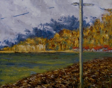 Peinture intitulée "Campagne automnale" par Catherine Dufrene (Katy), Œuvre d'art originale, Huile