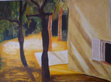 Painting titled "L'été" by Jacqueline Claux (Jaklinclo), Original Artwork, Oil Mounted on Wood Stretcher frame