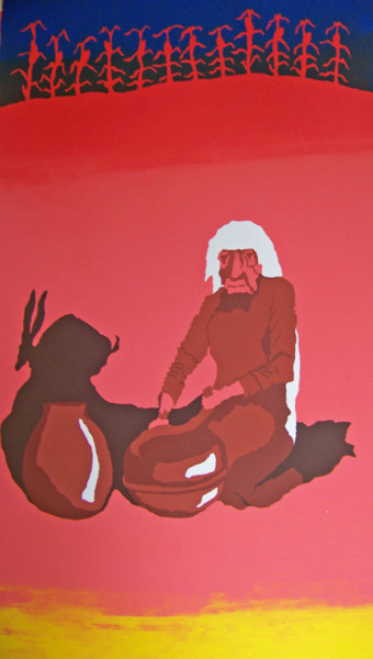 Printmaking titled "ANASAZI: Potter #ar…" by Jo Moore, Original Artwork, Screenprinting