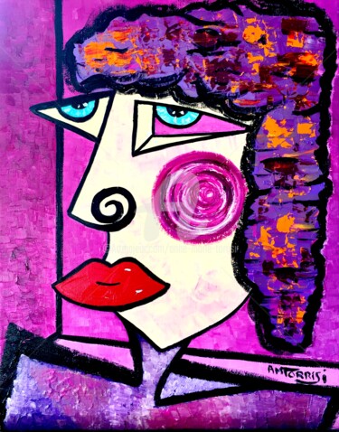 Peinture intitulée "PHOTO DE PROFIL 6*" par Anne Marie Torrisi, Œuvre d'art originale, Huile