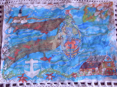 Pécheurs de Diano Marina et son phare , Italia Peinture intitulée "Pécheurs de Diano M…" par Valerie Guiot, Œuvre d'art originale, Gouache