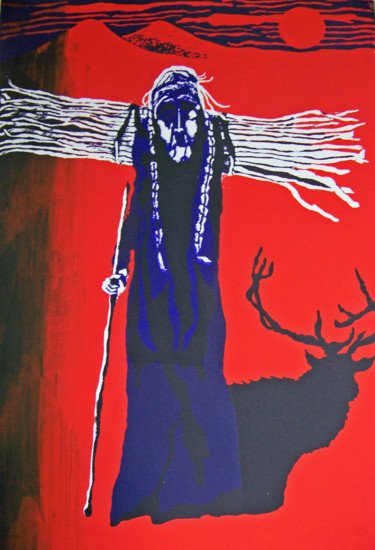 ANASAZI: Black Elk/Burden Bearer #artistsupportpledge Printmaking titled "ANASAZI: Black Elk/…" by Jo Moore, Original Artwork, Screenprinting
