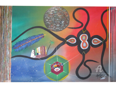 Painting titled "fourmiliere-120x80.…" by Ahmed Fertat, Original Artwork, Acrylic