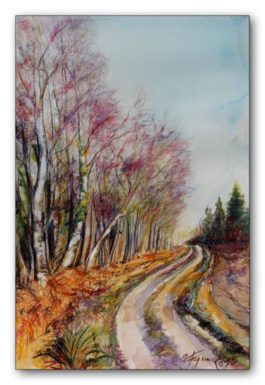 Peinture intitulée "Chemin aux "Oignons…" par Pierre Feyeux, Œuvre d'art originale