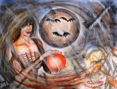 Peinture intitulée "" Fascination "" par Jicé B., Œuvre d'art originale, Pastel