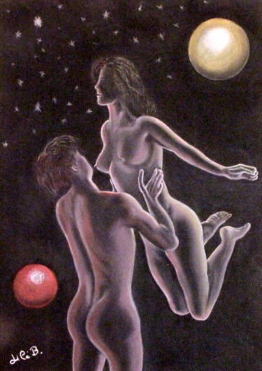 Peinture intitulée "" Harmonie "" par Jicé B., Œuvre d'art originale, Pastel