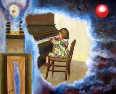 Peinture intitulée "" L'enfant au piano…" par Jicé B., Œuvre d'art originale, Huile